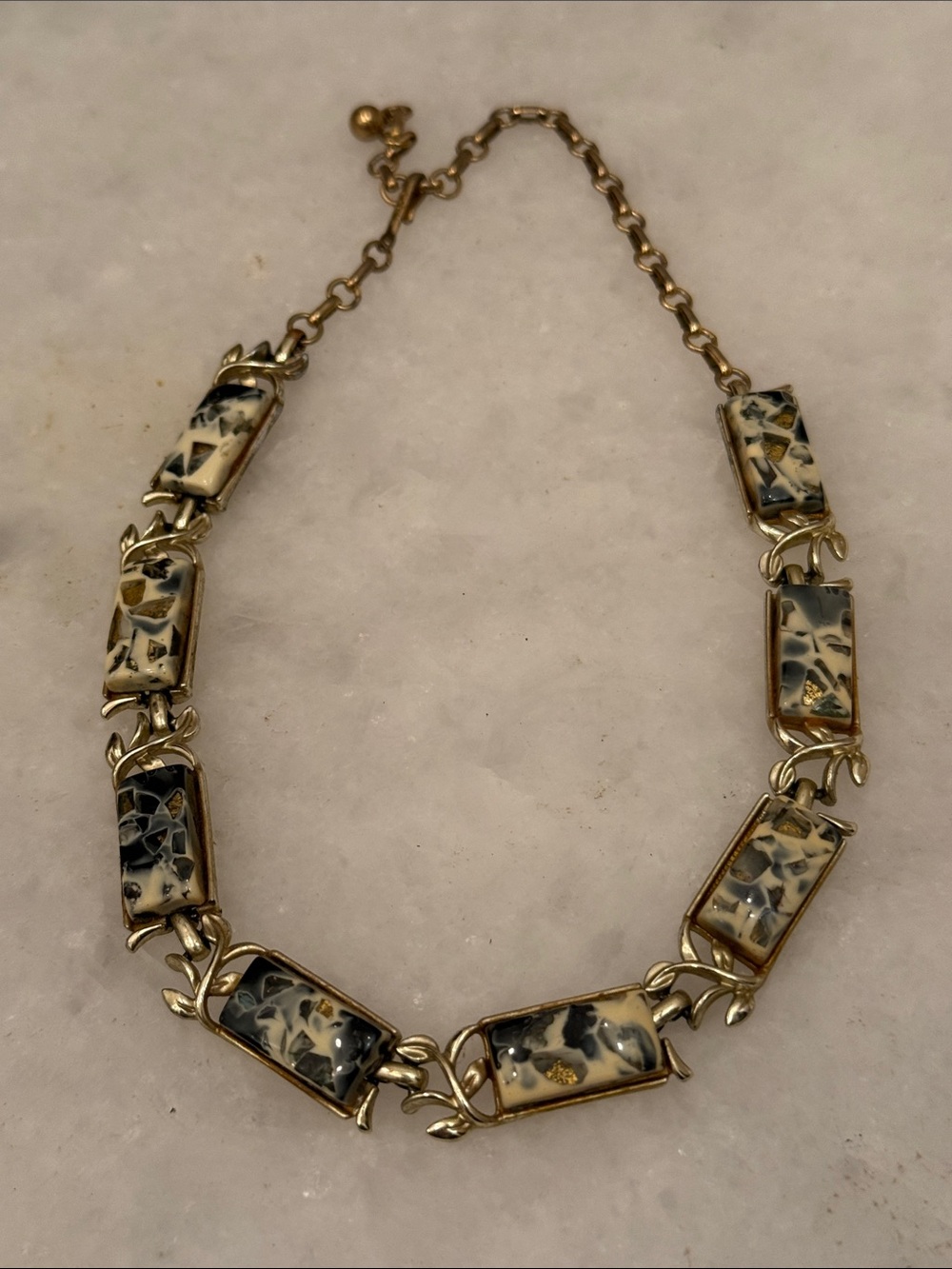 Vintage Mid Century 50s Coro Lucite Confetti tile Stones Necklace Choker